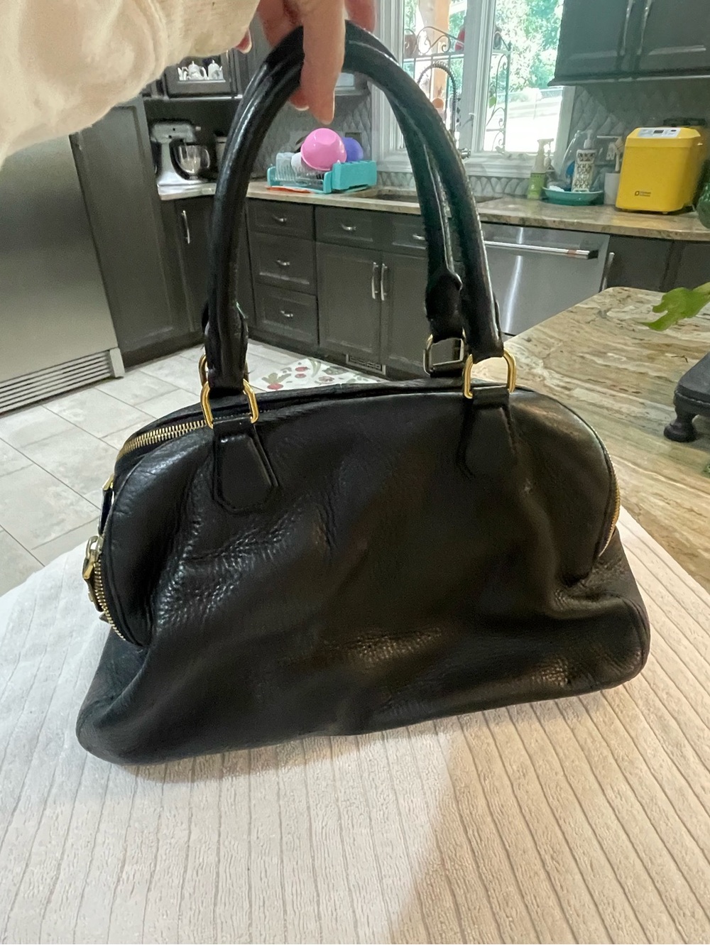 J CREW vintage black pebbled leather shoulder bag